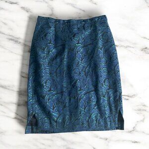 J CREW No. 2 Pencil Metallic Embroidered Rose Print Skirt Size 8